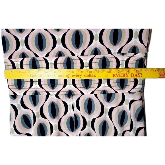 Retro Mod Geometric Print Midi Dress Sleeveless Pleated Waist Medium size 10 - Picture 10 of 12